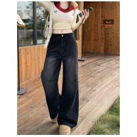 ราคา Q 183 กางเกงยีนส์ทรงกระบอกสีดำฟอก ปลายขาบาน วินเทจ ทรงสวย สาวอวบ สีดำ Jean ผู้หญิง Clothing Women เสื้อผ้า Lady (24462268368)