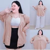ราคา ส่งฟรี A159 เสื้อเชิ้ตสาวอวบ เสื้อเชิ้ตคนอ้วน แขนยาว พลัสไซส์ สีพื้น เสื้อเชิ้ตไซส์ใหญ่ ทรงสวย (24798049906)