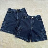 ราคา กางเกงยีนส์ขาสั้นคาร์โก้ กระเป๋าข้าง มีสีสโนว์ดำ สโนว์ฟ้า (23938891040)