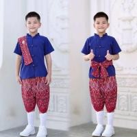 ราคา ชุดไทยเด็ก ล้านนาเสื้อผ้าฝ้าย กระดุมหน้า ผ้าถุงสำเร็จ ผ้าไทยผ้าฝ้าย พิมพ์ลายสวยคมชัด เอวสม็อคหลัง (24694194567)