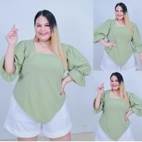 ราคา ส่งฟรี A760 เสื้อสาวอวบ ชายแหลมพรางหุ่น เสื้อแฟชั่นคนอ้วน เสื้อไซส์ใหญ่ สไตล์เกาหลี งานแฟชั่นผู้หญิง พลัสไซส์ เสื้อคนอ้วน (24476981943)