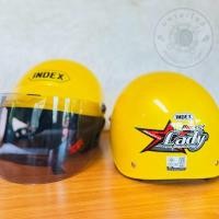 ราคา หมวกกันน็อค INDEX Lady หมวกกันน็อคครึ่งใบพร้อมชิวหน้า ของแท้ สีเหลืองมุก (24651610196)