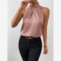 ราคา เสื้อเชิ้ตผู้หญิงฤดูร้อนปี 2024 คอวี แขนกุด ผ้าซาติน ผ้าไหมปลอม เสื้อกั๊กผ้าซาติน ทรงตรง สไตล์ฝรั่งเศส คอตั้ง (24841176807)