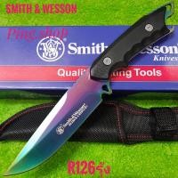 ราคา มีด มีดพก มีดเดินป่า มีดพกใบตาย มีดพกเดินป่า Smith รุ่น R126รุ้ง ใบมีดสีไทเทสวยๆ คมๆ พร้อมซองร้อยเข็มขัด สินค้าคุณภาพเน้นใช้งาน น่าสะสม พกพาเดินป่า 26cm (19308082600)