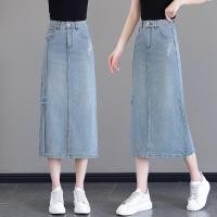 ราคา กระโปรงยีนส์เอวสูงปักลายสไตล์จีนสำหรับผู้หญิง ฤดูร้อนปี 2025 กระโปรงทรงเอยาวปานกลาง กระโปรงเดินข้างเดียว (24944400763)