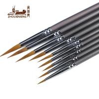 ราคา 9 ชิ้นชุดพังพอนเส้นผมหนังสือแปรงภาพวาดสีน้ำGouacheภาพวาดสีน้ำมันสายเบ็ดปากกาทนทานบางเงินเบิร์ชปากกาก้านศิลปะ (3309122520)