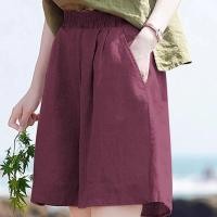 ราคา กางเกงขาสั้นแบบลำลองย้อนยุคหลวมสำหรับผู้หญิงผ้าฝ้ายและกางเกงขาสั้นผ้าลินิน (24775217316)