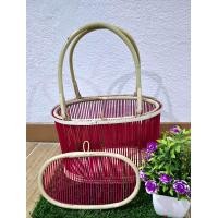 ราคา โครงตะกร้าหวาย กระเป๋า ทรงรี มีฝาปิด ไซส์ M (24799640873)