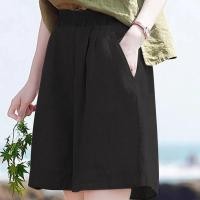 ราคา กางเกงขาสั้นแบบลำลองย้อนยุคหลวมสำหรับผู้หญิงผ้าฝ้ายและกางเกงขาสั้นผ้าลินิน (24775217309)