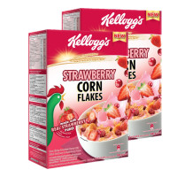 ราคา Kelloggs Corn Flakes Strawberry Breakfast Cereal เคลล็อกซ์ คอร์นเฟลกส์ แผ่นข้าวโพดอบกรอบ รสสตอเบอรี่ 180กรัม x 2กล่อง (1199308959)