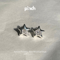 ราคา Pinch Aurora Twinkle Star Stud Earrings ต่างหูดาวเงินประดับเพชร เงินแท้ silver 925 (24697020461)