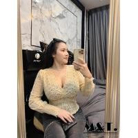 ราคา เสื้อลูกไม้สาวอวบแขนยาว เสื้อลูกไม้ยืเยอะ อก38 42 (17817267853)