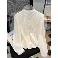 ราคา เสื้อเชิ้ตแขนยาวผู้หญิงสไตล์ฝรั่งเศสสีขาว ทรงหลวม สไตล์ลำลอง คอตั้ง ปิดด้วยกระดุม ลายดอกไม้ลูกไม้ เสื้อผ้าทำงานฤดูร้อน 2025 (24826517818)