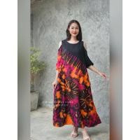 ราคา ชุดเดรสมัดย้อม ชุดใส่หน้าร้อน ผ้ามัดย้อม ชุดเที่ยวทะเล เดรสเปิดไหล่ ชุดมัดย้อม สีสด มีหลายลาย (24469806758)