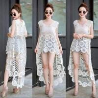 ราคา เสื้อกล้าม ลูกไม้ถัก เดรสยาว คลุมบิกินี่ คลุมชุดว่ายน้ำ ชุดไปทะเล (19480770560)