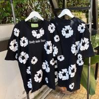 ราคา เสื้อยืดโอเวอร์ไซส์ สกรีนลายดอกไม้แน่นๆ พร้อมตัวอักษรงานสกรีน แฟชั่นฮิตใส่ได้ทั้งชายหญิง (25043698734)