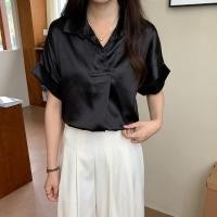 ราคา เสื้อผู้หญิงลำลองคอวีเกาหลีเสื้ออเนกประสงค์สีพื้นแขนค้างคาวเสื้อชีฟองหลวม (24460989077)