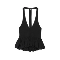 ราคา เสื้อกล้ามผู้หญิง KASLEAD คอวี แขนกุด ทรงเข้ารูป ผูกโบว์ แขนกุด ฤดูใบไม้ผลิ 2025 คอวี เสื้อกล้ามผู้หญิง (24953493959)