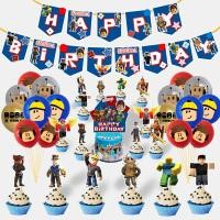 ราคา YT Roblox theme kids birthday party decorations banner cake topper balloons set supplies TY (24962114301)