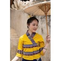 ราคา เสื้อผ้าฝ้ายรุ่นป้ายเจ้านางแต่งเทปลายผ้าทอ เสื้อพื้นเมือง (23924665453)