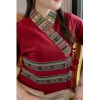 ราคา เสื้อผ้าฝ้ายรุ่นป้ายเจ้านางแต่งเทปลายผ้าทอ เสื้อพื้นเมือง (24291013186)