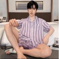 ราคา ขายร้อนผู้ชายผ้าไหมซาตินชุดนอนชุดแขนสั้น กางเกงขาสั้นสบายชุดนอนชุดนอนระบายอากาศสำหรับผู้ชายสบายบ้าน (23252484510)