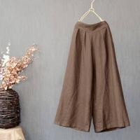 ราคา กางเกงเอวสูงผ้าฝ้ายขากว้างสำหรับผู้หญิงผ้าลินินและผ้าฝ้ายขนาดพิเศษกางเกงหลวมทรงตรง (18868930092)