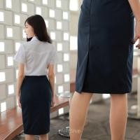 ราคา กระโปรงรับปริญญา กระโปรงทรงเอพิธีการผ่าหลังทับยาว22 24 26 ผ้าเสริท สีกรม (17914779911)