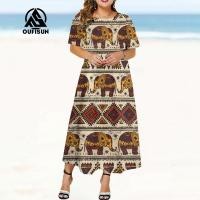 ราคา เดรสช้างสาวอวบ ชุดช้างผู้หญิง เดรสช้างหญิง ชุดเดรส ลาย ช้าง Elephant dress for fat girls ชุดเดรสโบฮีเมียนพิมพ์ลายวินเทจ (21910306608)