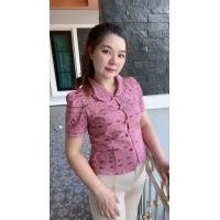 ราคา เสื้อลายไทยคอบัวผู้หญิงแขนสั้น สดใส น่ารักๆ เสื้อผ้าฝ้ายเมือง พร้อมส่ง (19490351397)