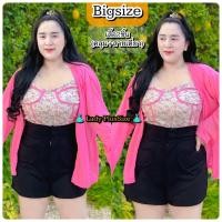 ราคา New พร้อมส่ง เสื้อสาวอวบอ้วน 2ชิ้น เสื้อคลุม สายเดี่ยว งานกระแส Bigsize (19646090206)