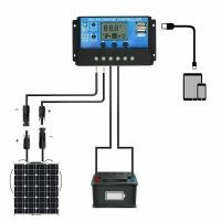 ราคา PWM Solar Charge Controller 12V 24V LCD Display Dual USB Solar Panel Charger (8859829980)