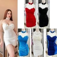 ราคา JN ชุดพีอาร์ เดรสสายเดี่ยว ผ้ากำมะหยี่ เสริมฟองน้ำ ทรงสวย (23890186307)