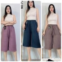 ราคา กางเกงผ้าฝ้ายผสมลินินขา 5 ส่วน กางเกงขาบานผ้าเบาสบาย (23867022373)