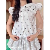 ราคา Peachu Top เสื้อคอบัวแขนตุ๊กตาลายจุดPolkadot (23828208823)