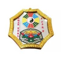 ราคา กระจกแปดเหลี่ยม กรอบทอง เสือคาบดาบ แก้เคล็ด เสริมฮวงจุ้ย ยันต์ 8 ทิศ ขนาด 5 5 นิ้ว (9366703563)