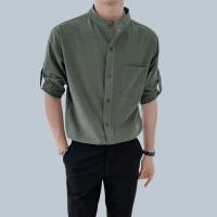 ราคา เสื้อเชิ้ตผ้าลินินคอปกผู้ชายแฟชั่นลำลองแขนสั้นผ้าฝ้ายลินินเสื้อเชิ้ต เสื้อเชิตชาย2022 เสื้อคอจีน เสื้อเชิ้ตชาย (16290769572)