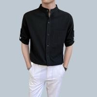 ราคา เสื้อเชิ้ตผ้าลินินคอปกผู้ชายแฟชั่นลำลองแขนสั้นผ้าฝ้ายลินินเสื้อเชิ้ต เสื้อเชิตชาย2022 เสื้อคอจีน เสื้อเชิ้ตชาย (16290769561)