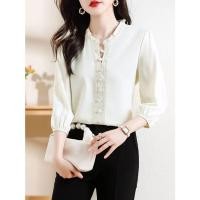 ราคา เสื้อเชิ้ตแขนสั้นมีระบายใหม่สำหรับแฟชั่นของผู้หญิงเสื้อชีฟองฤดูร้อน (24841851820)