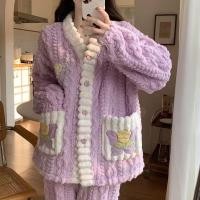 ราคา พร้อมส่ง ชุดเซ็ทชุดเซ็ท ผ้านาโนขนนุ่มสีพื้นผ้าดีหนาชุดนอนผ้าขนแกะปะการังสำหรับผู้หญิง อบอุ่นในฤดูหนาว ผ้ากำมะหยี่หนา (24975791927)