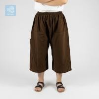 ราคา สีน้ำตาลเข้ม ความยาว 3 แบบ กางเกงเล กางเกงสะดอ กางเกงขาก๋วย ผ้าฝ้าย เอวยางยืด (23800747776)