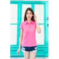 ราคา เสื้อโปโลหญิงสีชมพูเข้มชมพูกลีบบัว เสื้อคอปก เสื้อยืด เสื้อPolo (9316548143)