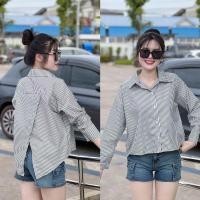 ราคา Sunny เสื้อเชิ้ตลายริ้วผ่าหลัง 6สี เสื้อเชิ้ตแขนยาวลายทาง ดีเทลผ่าหลังเก๋สุดๆ (22674193418)