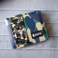 ราคา Bape กระเป๋าสตางค์ 2พับ กล่อง การ์ด ช่องใส่เหรียญ แบบเรียบ และลาย camo โลโก้เรียบ (21879882758)