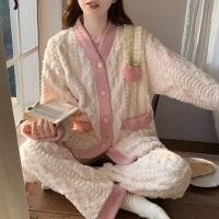 ราคา พร้อมส่ง ชุดเซ็ทชุดเซ็ท ผ้านาโนขนนุ่มสีพื้นผ้าดีหนาชุดนอนผ้าขนแกะปะการังสำหรับผู้หญิง อบอุ่นในฤดูหนาว ผ้ากำมะหยี่หนา (24975791926)