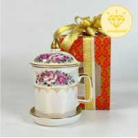 ราคา แก้วน้ำมุกน้ำทอง แถมกล่องลายไทยและโบว์ มัคเบญจรงค์ ของขวัญปีใหม่ ที่ระลึกเกษียณอายุ (24424034158)