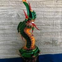 ราคา บายศรีพญานาคเศียรเดี๋ยว สูง52ซม ขดรอบฐาน (24771334256)