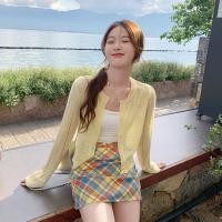 ราคา เสื้อคาร์ดิแกนถักสีเทาบางสำหรับผู้หญิง ฤดูร้อน 2025 ชุดเดรสสายเดี่ยว ผ้ากันฝนกันแดด แจ็คเก็ต ชุดปรับอากาศ เสื้อคลุมยาวคลุมไหล่ (24898627025)