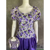 ราคา เสื้อลายดอก เสื้อทองกวาว เสื้อแขนตุ๊กตา สม็อคหลัง (24004440058)