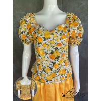 ราคา เสื้อลายดอก เสื้อทองกวาว เสื้อแขนตุ๊กตา สม็อคหลัง (22432964285)